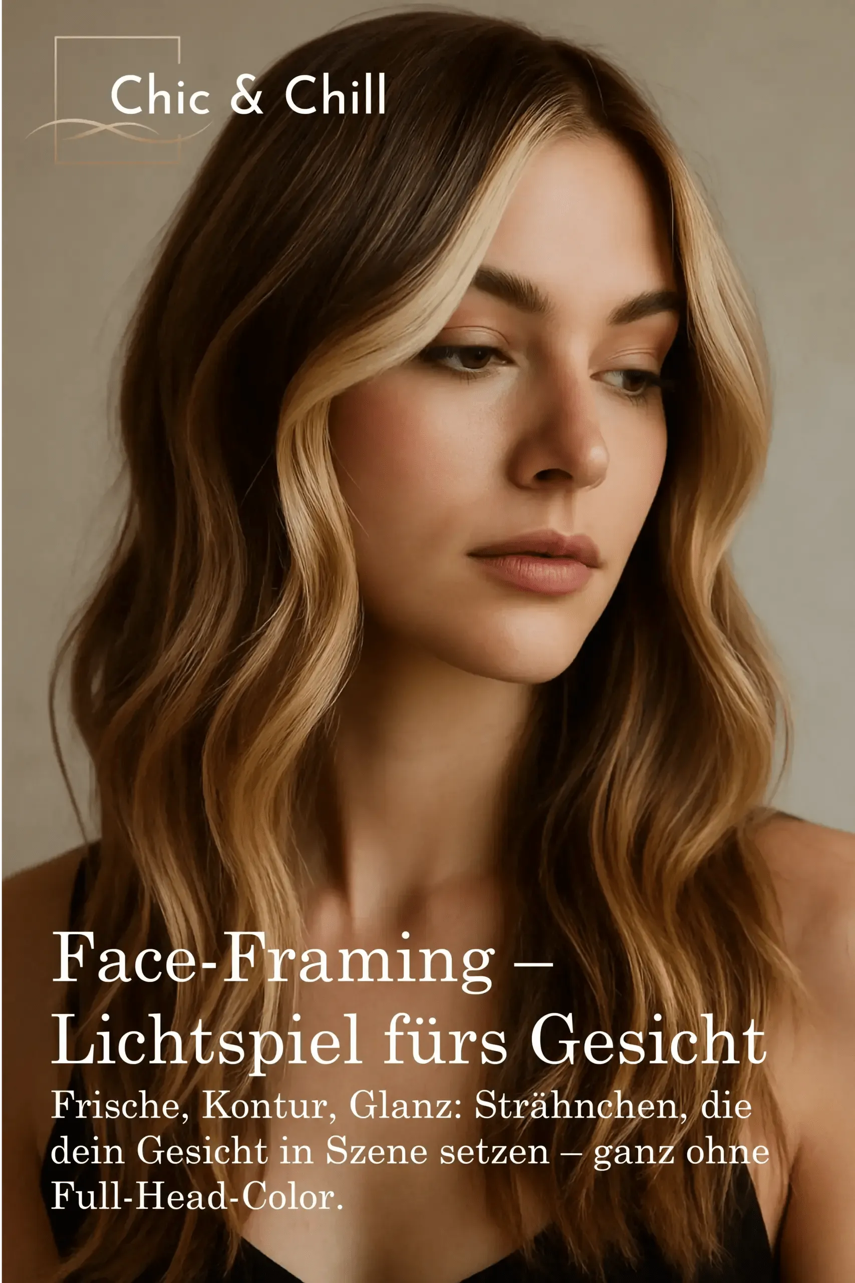Face Framing bei Chic & Chill – helle Strähnen umrahmen das Gesicht für frischen Glow.